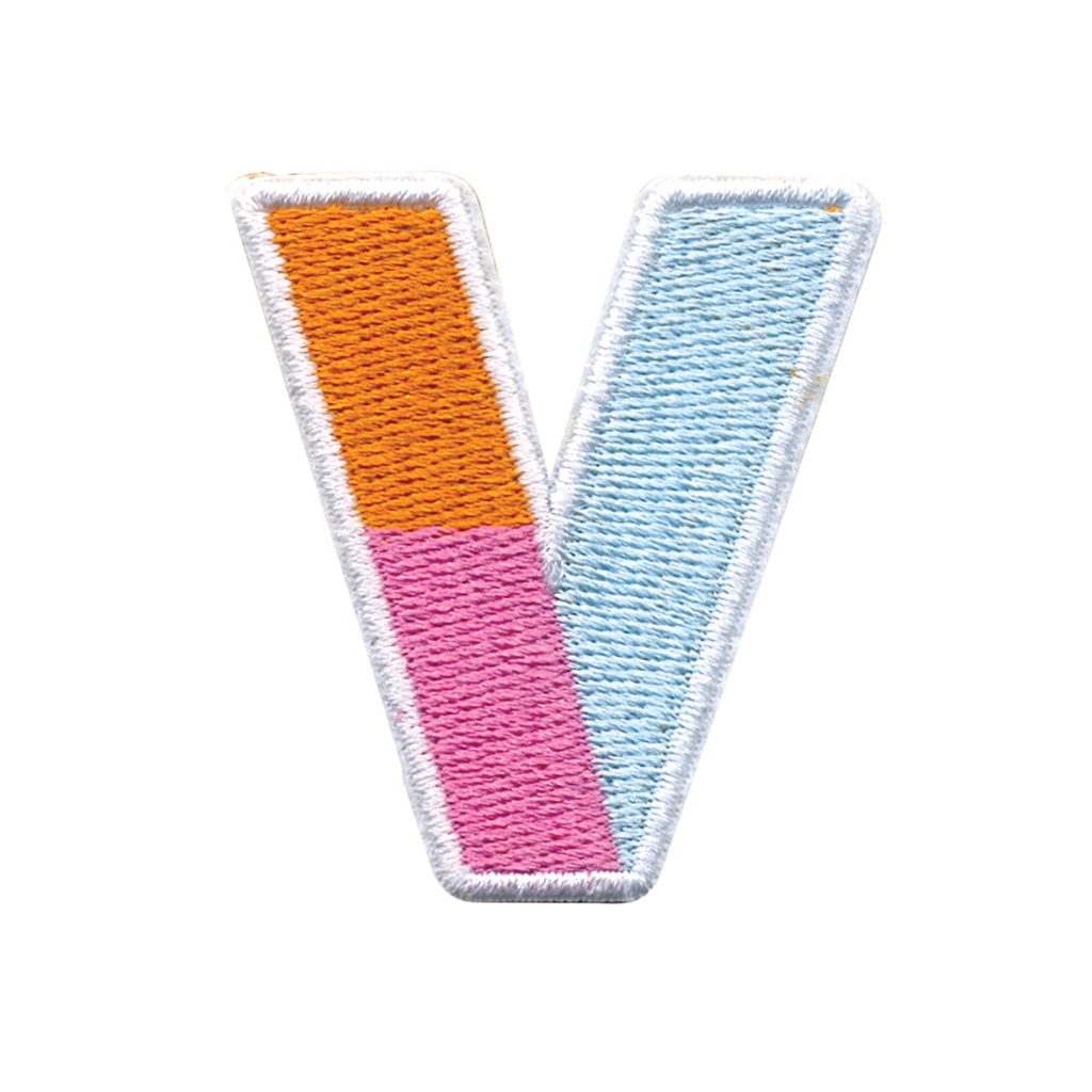 V Initial Color Block Sticker Patch