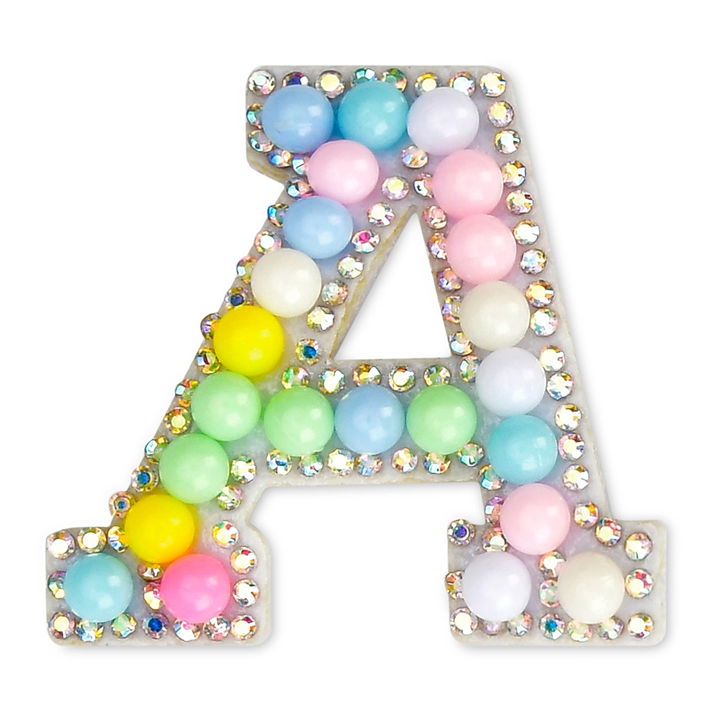 A Alphabet Pastel Bead Iron On Patch