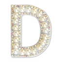 D Alphabet Pretty Pearl Bead Iron On Patch