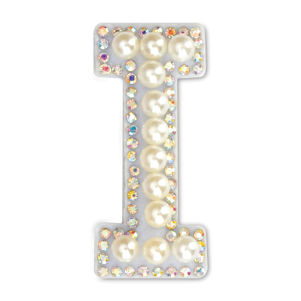 I Alphabet Pretty Pearl Bead Iron On Patch