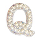 Q Alphabet Pretty Pearl Bead Iron On Patch