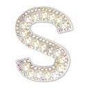 S Alphabet Pretty Pearl Bead Iron On Patch