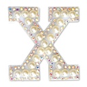 X Alphabet Pretty Pearl Bead Iron On Patch