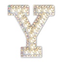 Y Alphabet Pretty Pearl Bead Iron On Patch