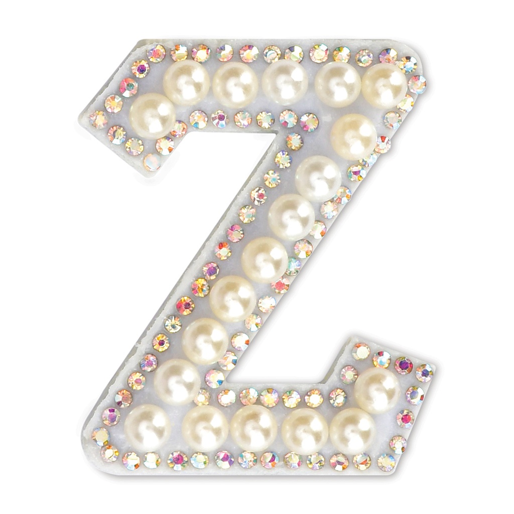 Z Alphabet Pretty Pearl Bead Iron On Patch