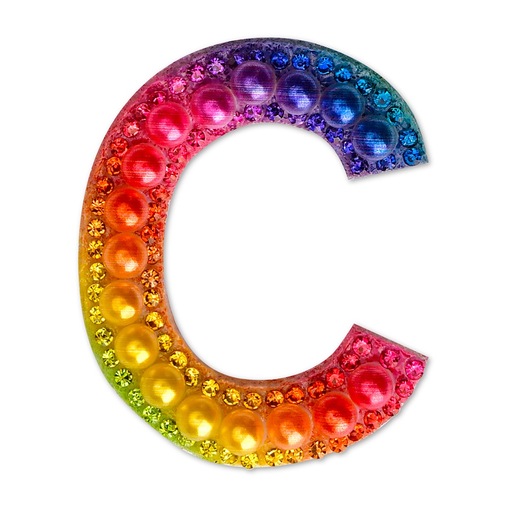 C Alphabet Rainbow Gem Iron On Patch