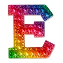 E Alphabet Rainbow Gem Iron On Patch