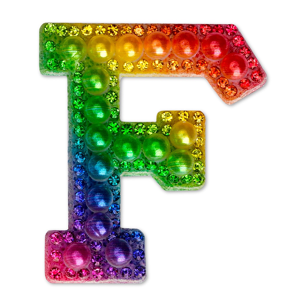 F Alphabet Rainbow Gem Iron On Patch