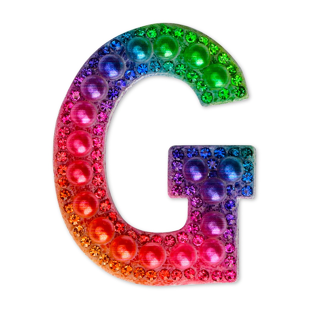 G Alphabet Rainbow Gem Iron On Patch