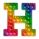 H Alphabet Rainbow Gem Iron On Patch