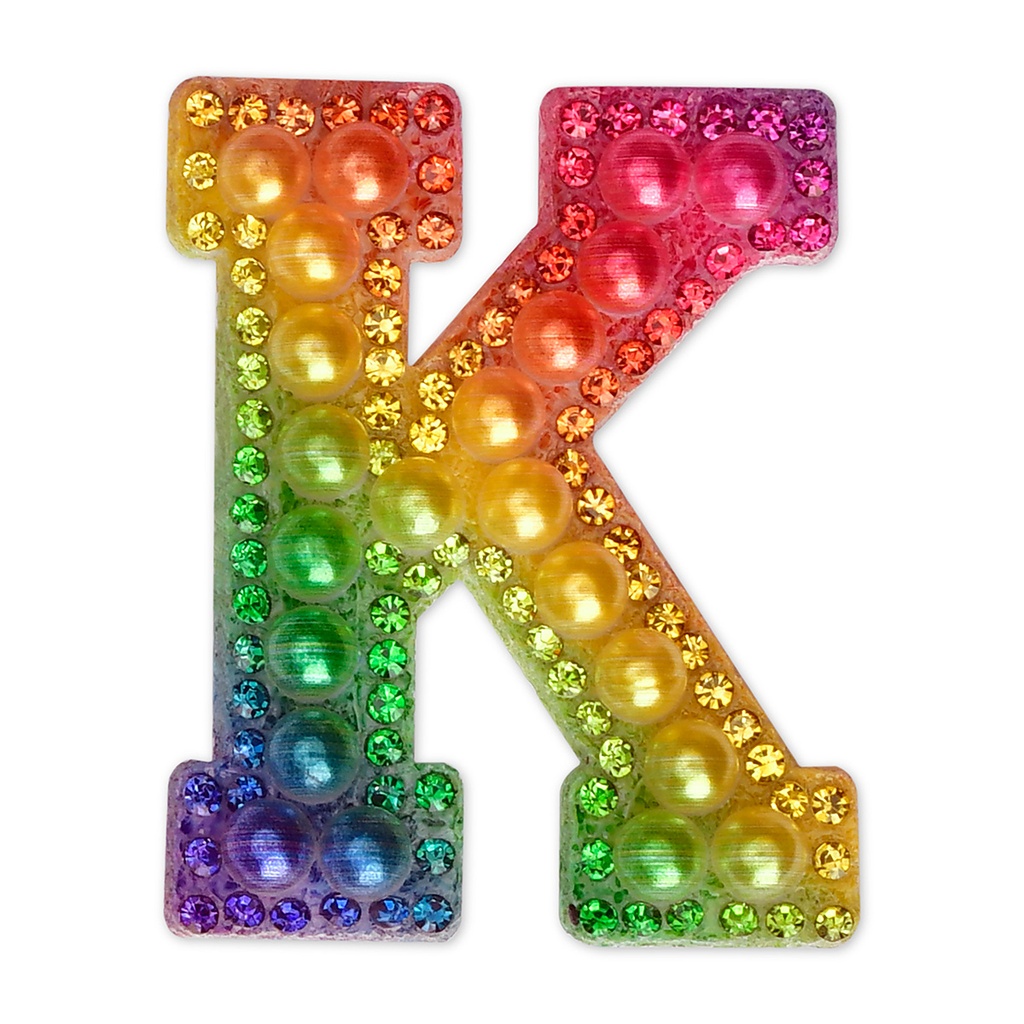 K Alphabet Rainbow Gem Iron On Patch