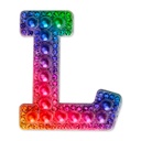 L Alphabet Rainbow Gem Iron On Patch