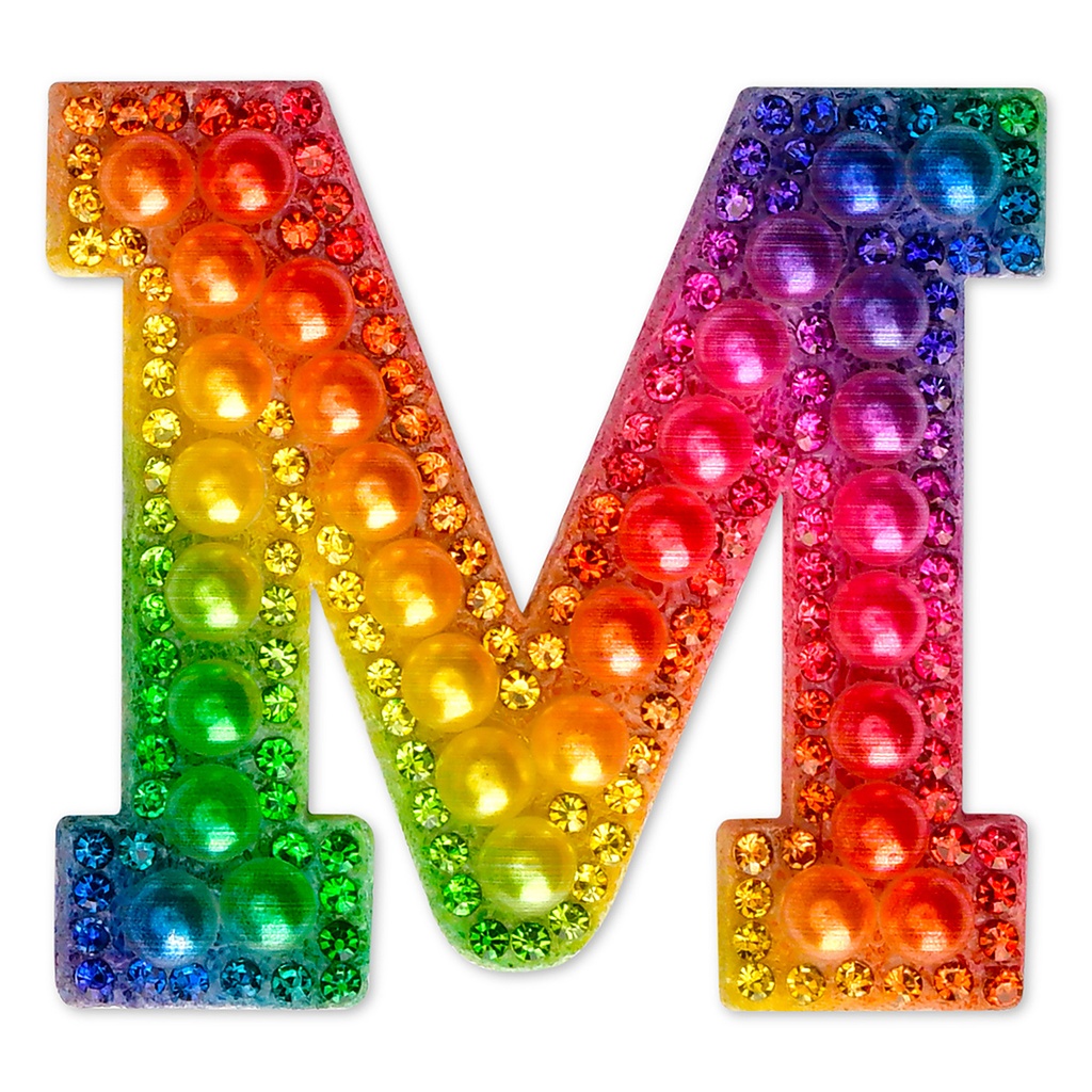 M Alphabet Rainbow Gem Iron On Patch