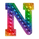 N Alphabet Rainbow Gem Iron On Patch