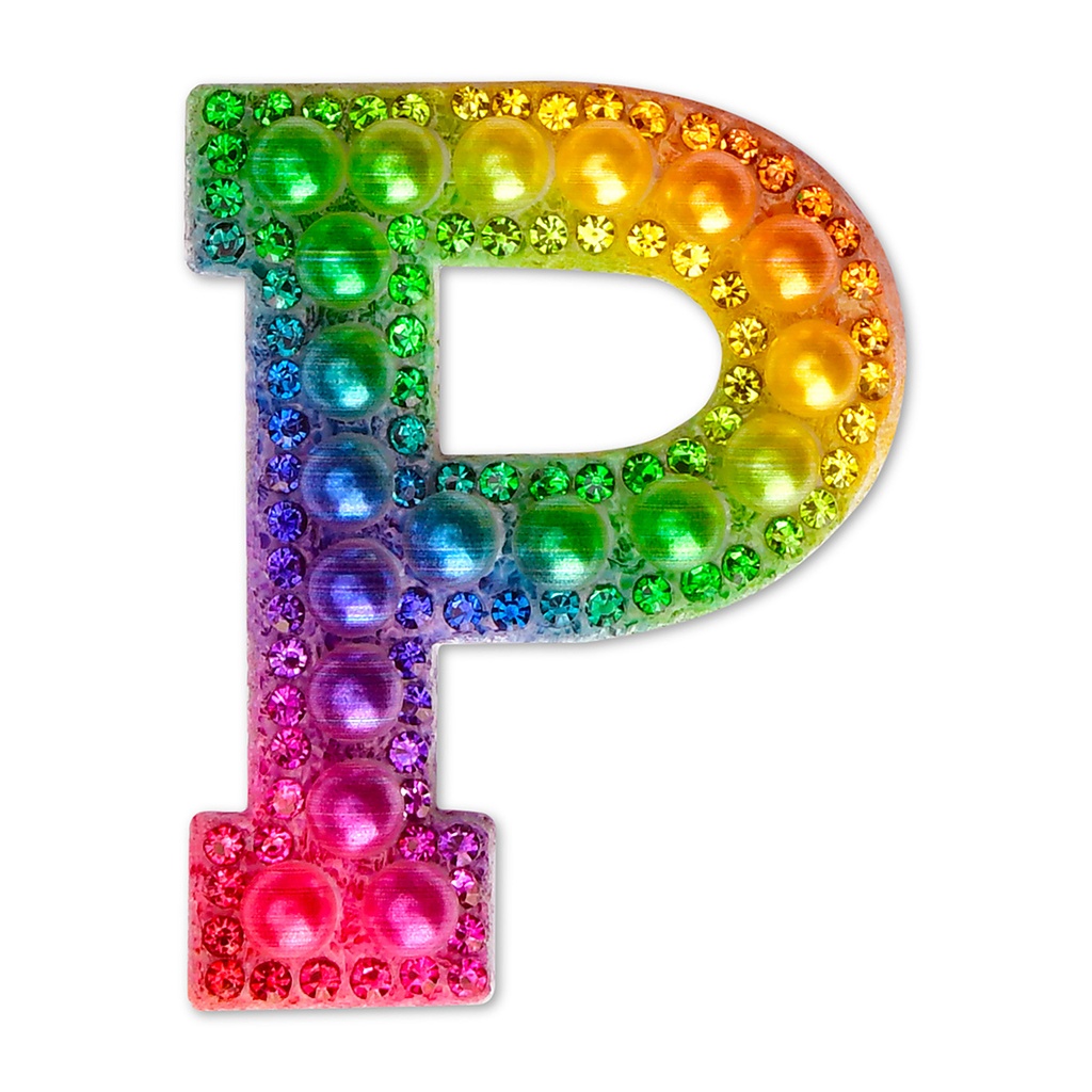 P Alphabet Rainbow Gem Iron On Patch