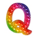 Q Alphabet Rainbow Gem Iron On Patch