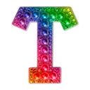 T Alphabet Rainbow Gem Iron On Patch