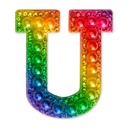 U Alphabet Rainbow Gem Iron On Patch