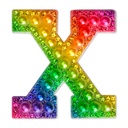 X Alphabet Rainbow Gem Iron On Patch