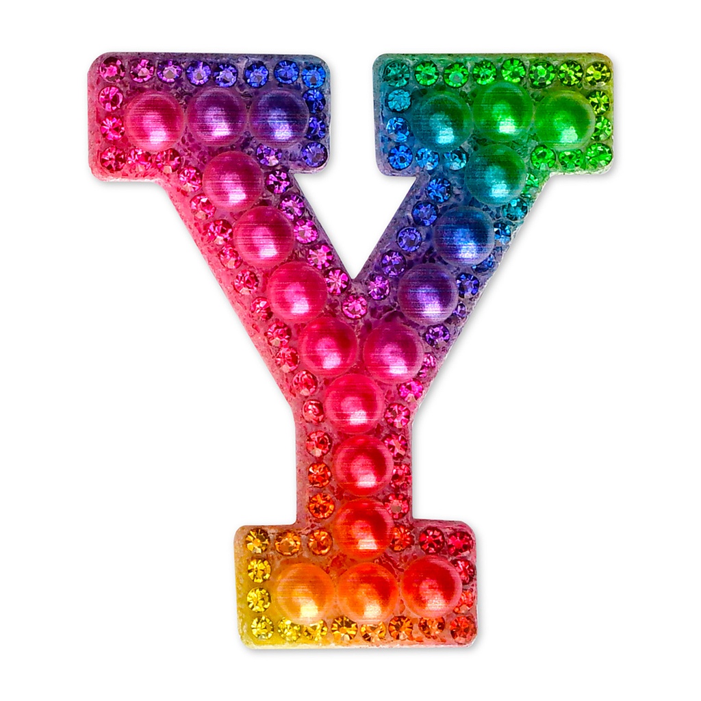 Y Alphabet Rainbow Gem Iron On Patch