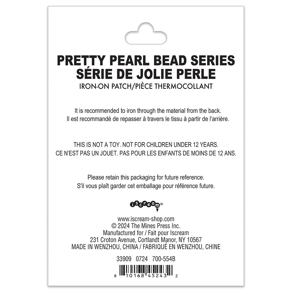 B Alphabet Pretty Pearl Bead Iron On Patch