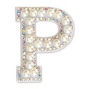 P Alphabet Pretty Pearl Bead Iron On Patch