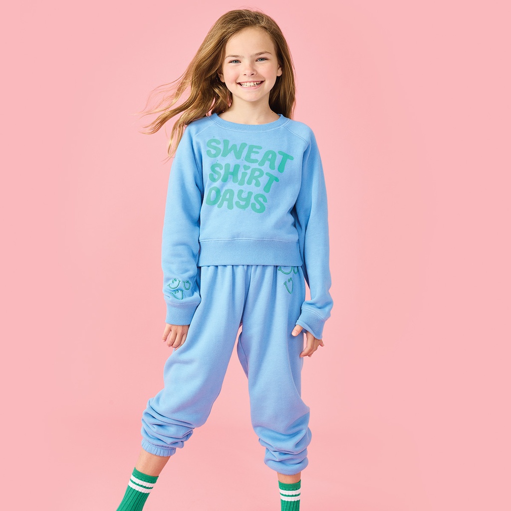 Happy Faces Bright Blue Basic Sweatpants