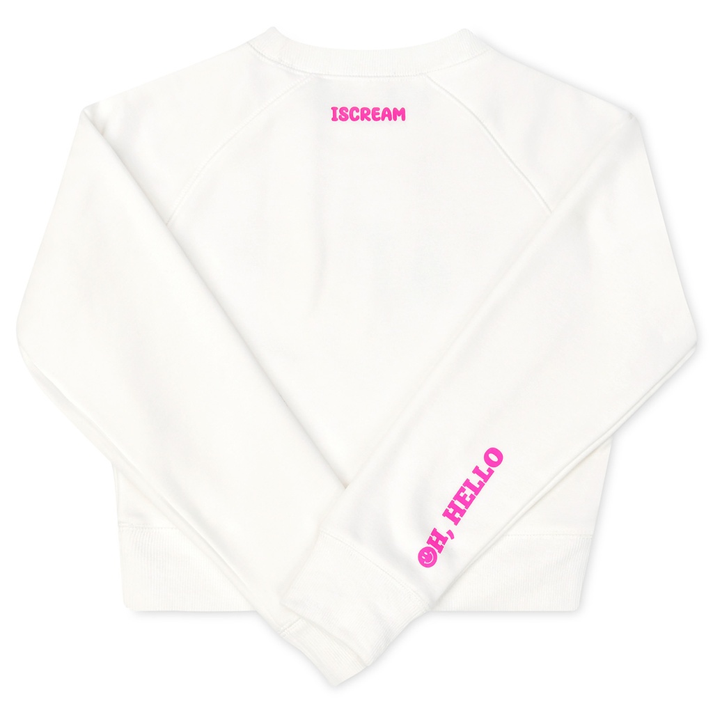 Happy White Basic Crew Neck Sweatshirt