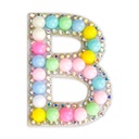 B Alphabet Pastel Bead Iron On Patch