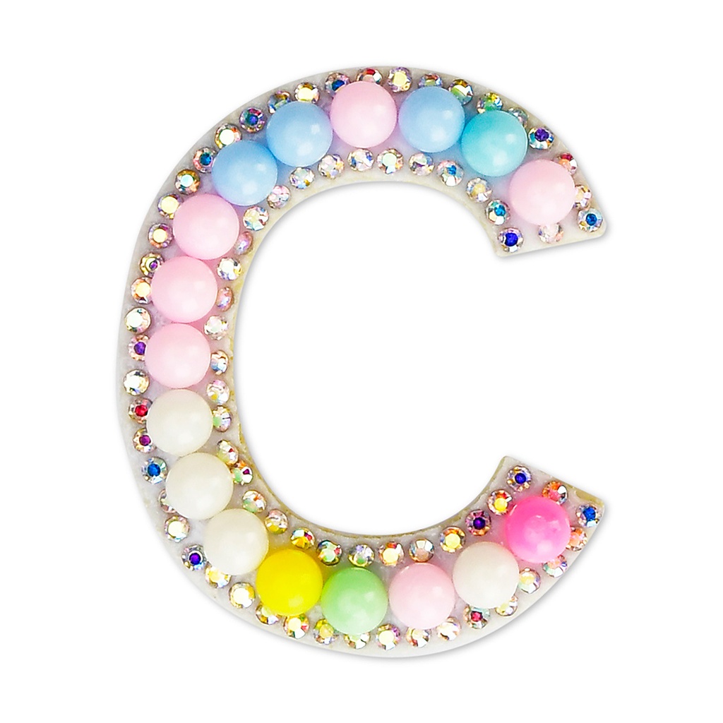 C Alphabet Pastel Bead Iron On Patch