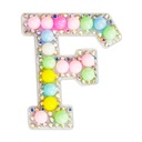 F Alphabet Pastel Bead Iron On Patch