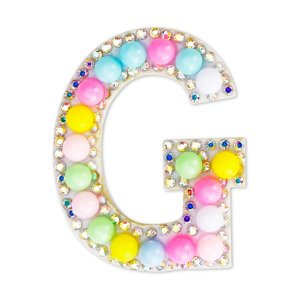 G Alphabet Pastel Bead Iron On Patch