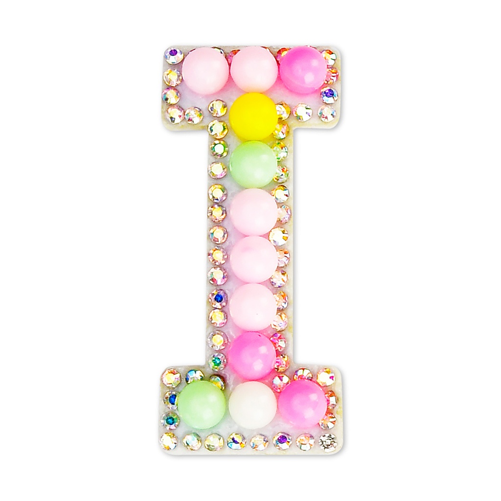 I Alphabet Pastel Bead Iron On Patch