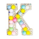 K Alphabet Pastel Bead Iron On Patch