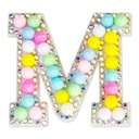 M Alphabet Pastel Bead Iron On Patch