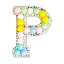 P Alphabet Pastel Bead Iron On Patch