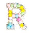 R Alphabet Pastel Bead Iron On Patch