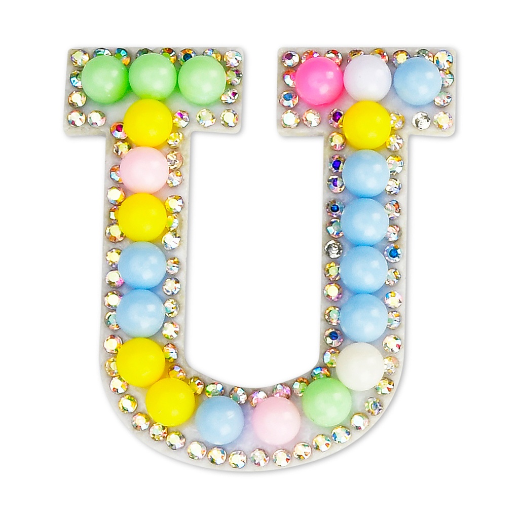 U Alphabet Pastel Bead Iron On Patch