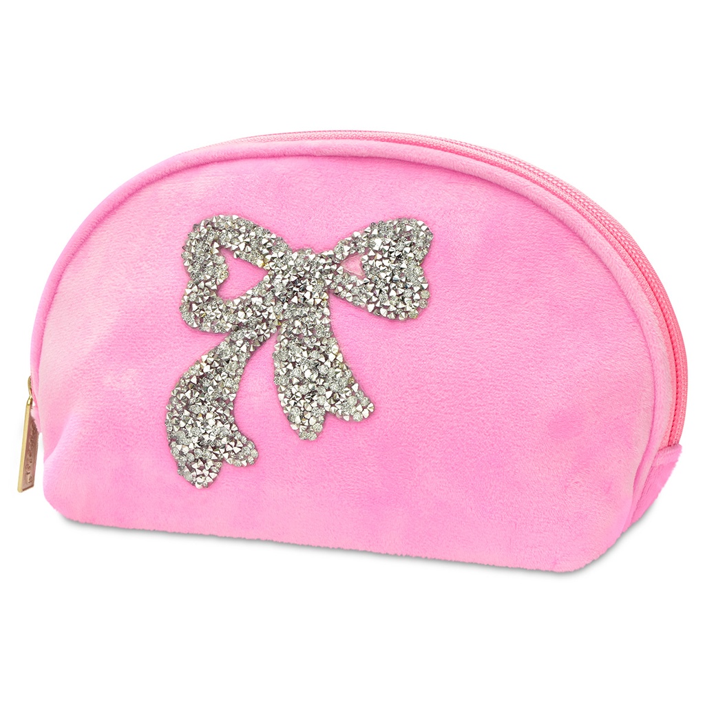 Glitter Bow Oval Cosmetic Bag