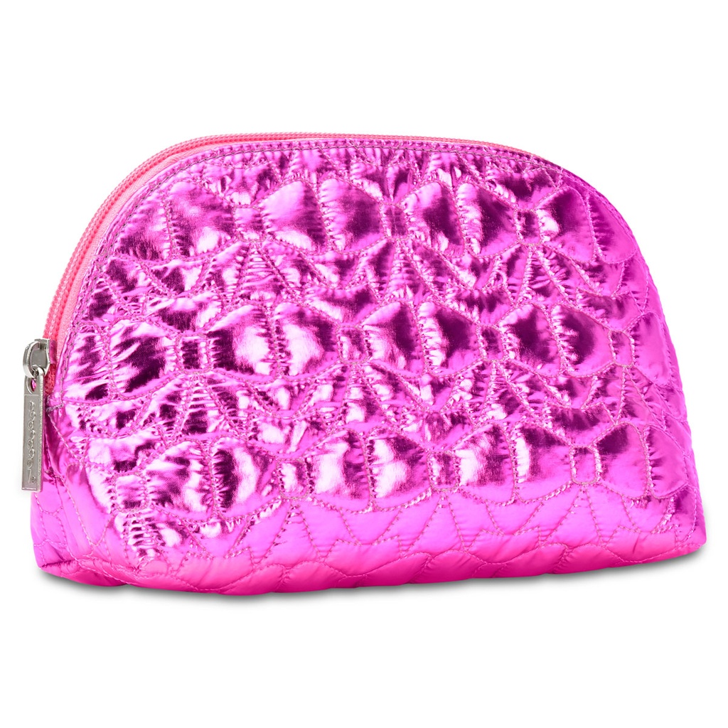 Shining Bows Quilted Oval Cosmetic Bag