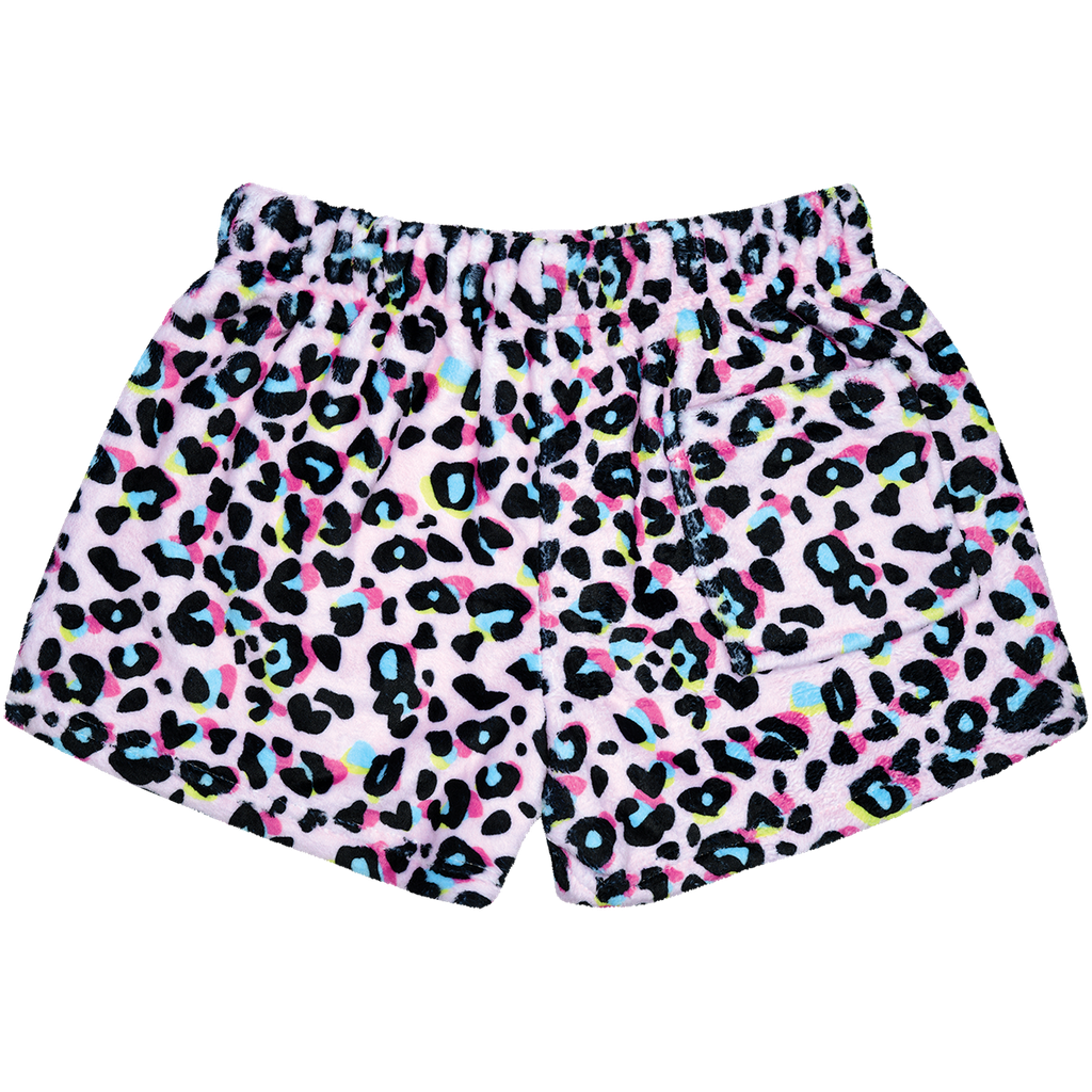 Pink Leopard Plush Shorts | Iscream