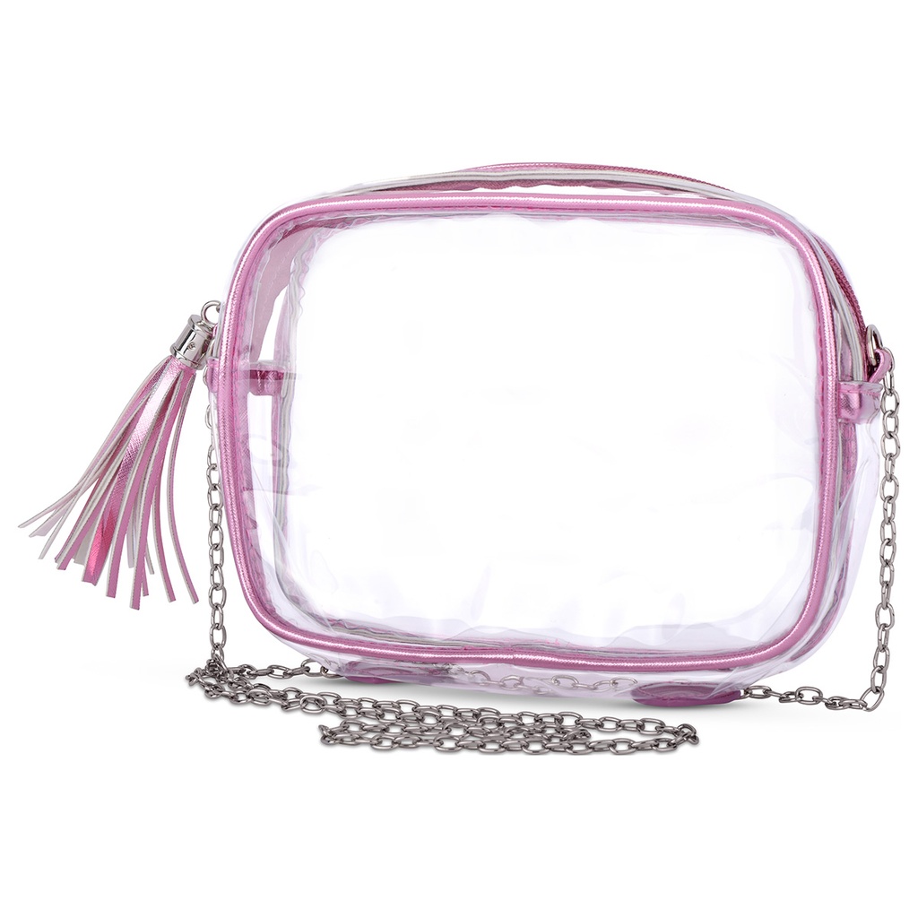 Pink Metallic Clear Crossbody