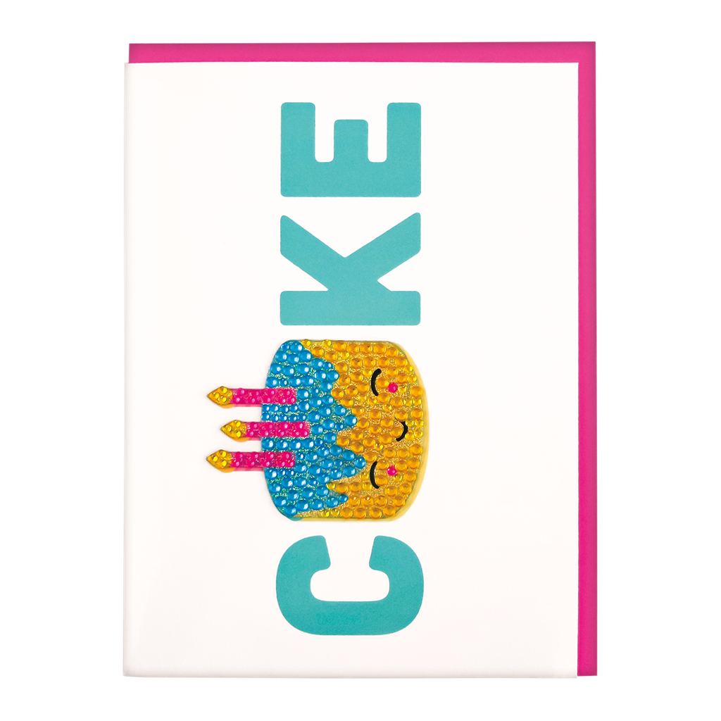 Birthday Cake Removable Rhinestone Decal Greeting Card