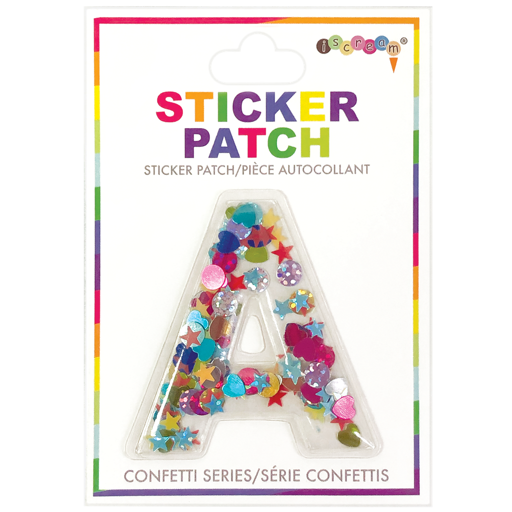 A Initial Confetti Sticker Patch