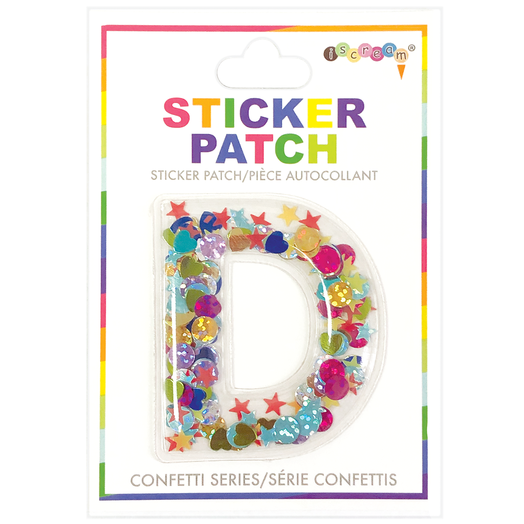 D Initial Confetti Sticker Patch