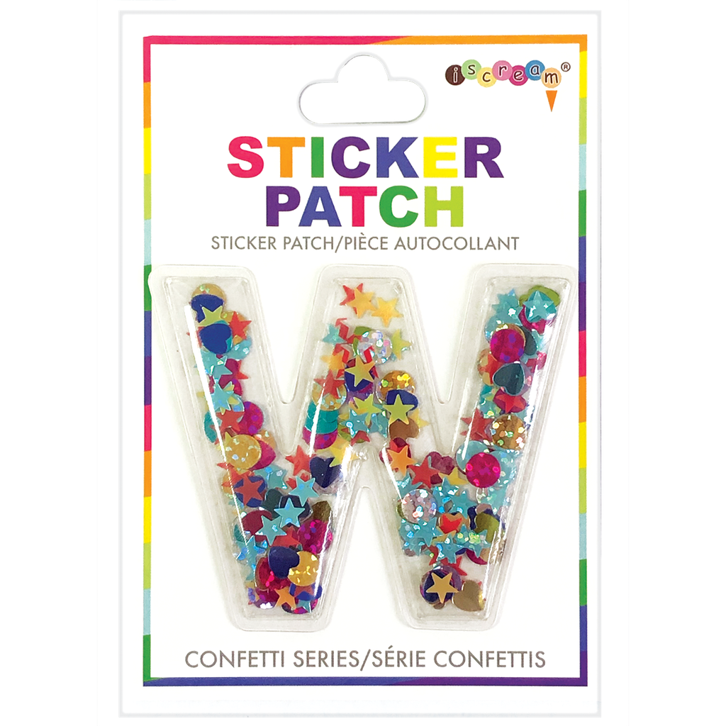 W Initial Confetti Sticker Patch