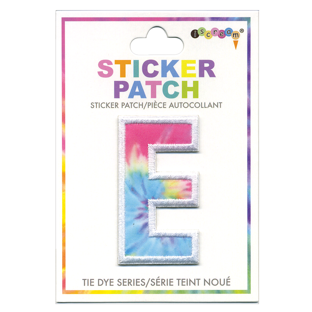 E Initial Tie Dye Sticker Patch