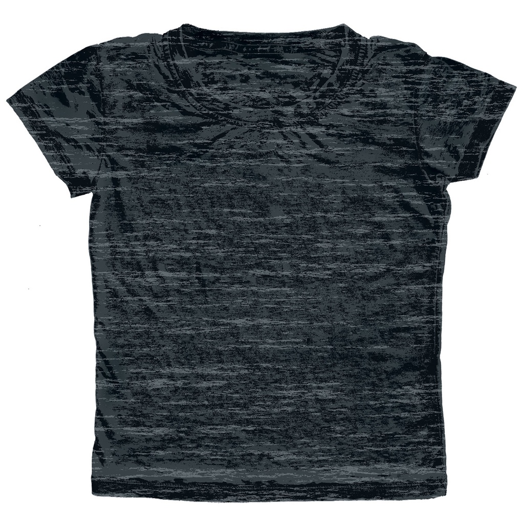 Round Neck Burnout T-Shirt - Black - Small