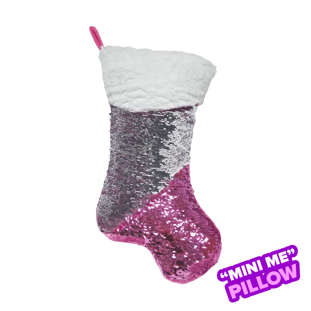 Mini Pink Stocking Reversible Sequin Plush