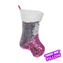 Mini Pink Stocking Reversible Sequin Plush